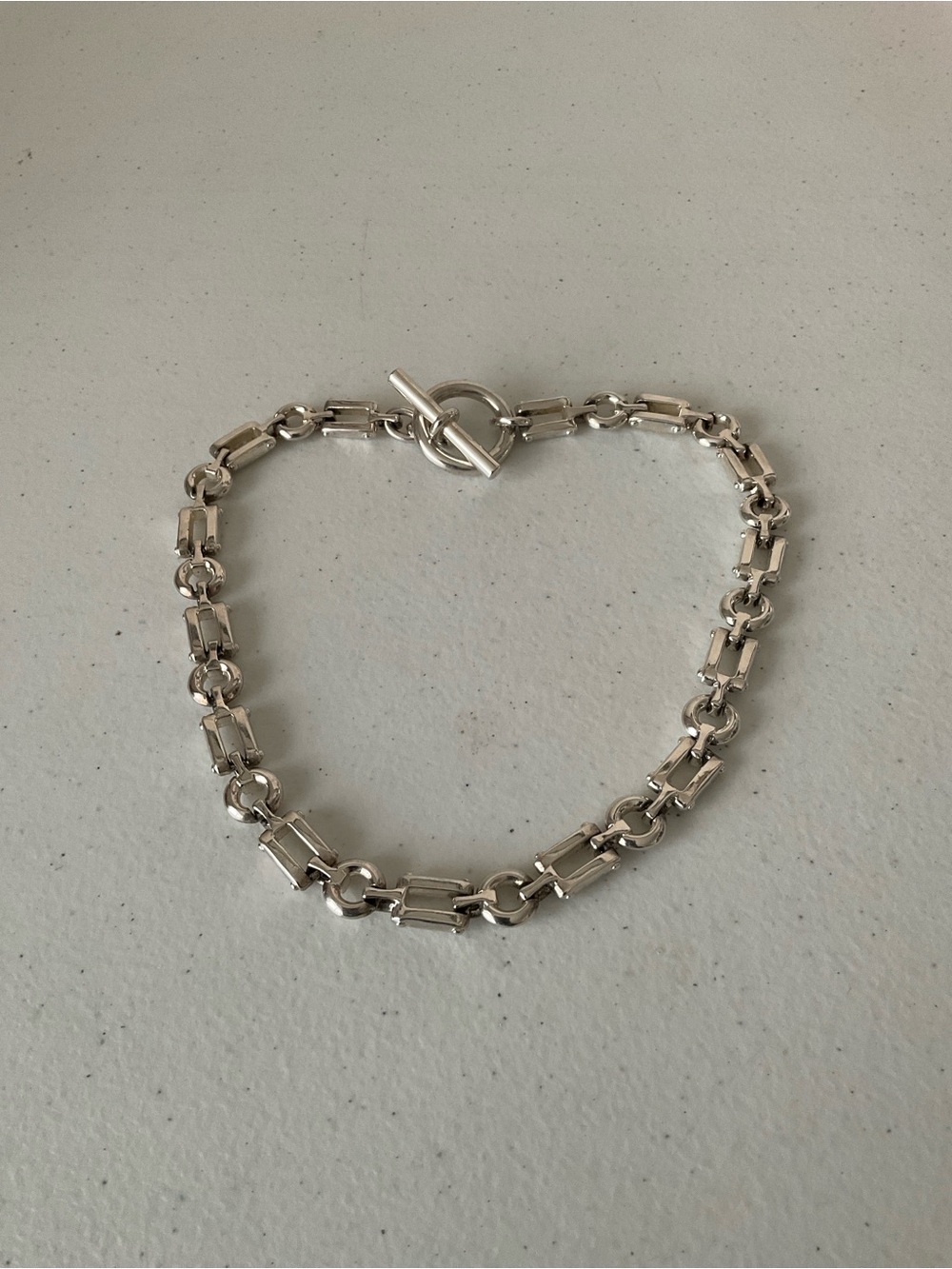 Vintage Edwin Pearl Classic Silver Toggle Link Necklace